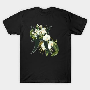 Pisces Horoscope Zodiac White Orchid Design T-Shirt